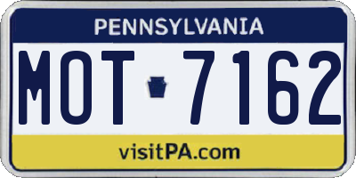 PA license plate MOT7162