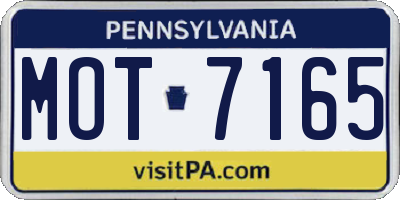 PA license plate MOT7165