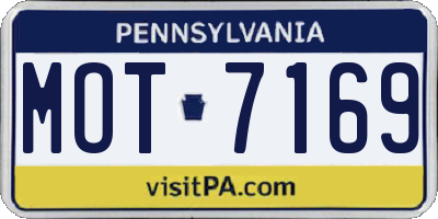 PA license plate MOT7169