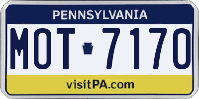 PA license plate MOT7170