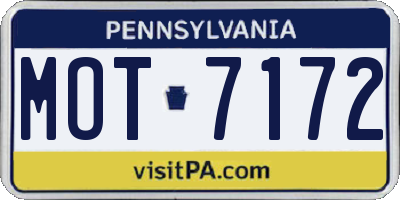 PA license plate MOT7172