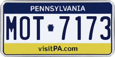 PA license plate MOT7173