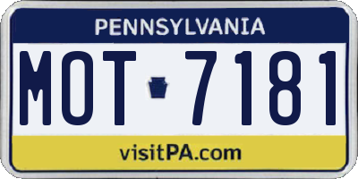 PA license plate MOT7181