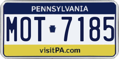 PA license plate MOT7185