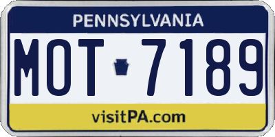 PA license plate MOT7189