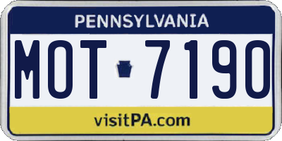 PA license plate MOT7190