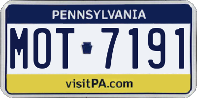 PA license plate MOT7191