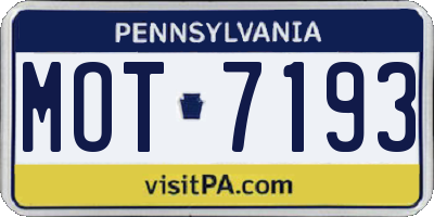 PA license plate MOT7193