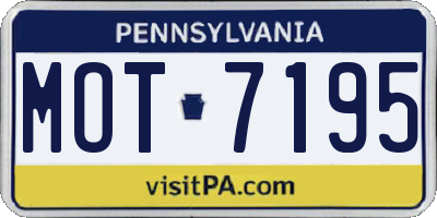PA license plate MOT7195