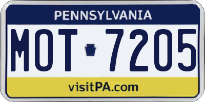 PA license plate MOT7205