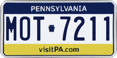 PA license plate MOT7211