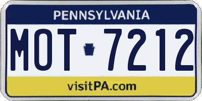 PA license plate MOT7212