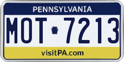 PA license plate MOT7213
