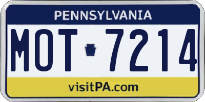 PA license plate MOT7214