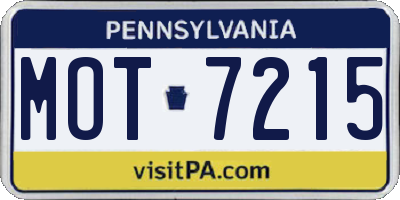 PA license plate MOT7215