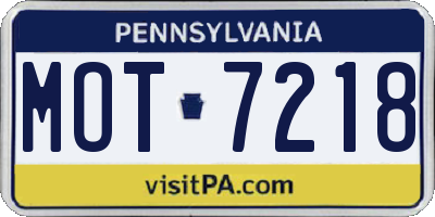 PA license plate MOT7218