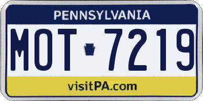 PA license plate MOT7219
