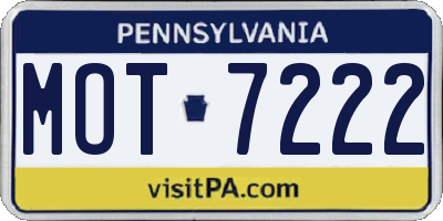 PA license plate MOT7222