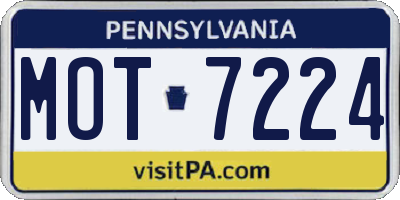 PA license plate MOT7224