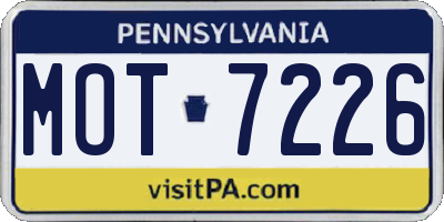PA license plate MOT7226