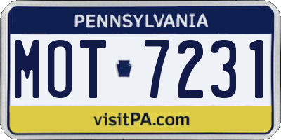 PA license plate MOT7231