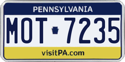 PA license plate MOT7235