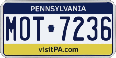 PA license plate MOT7236