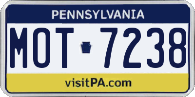 PA license plate MOT7238