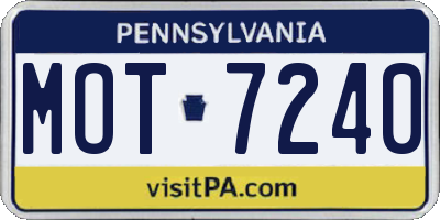 PA license plate MOT7240