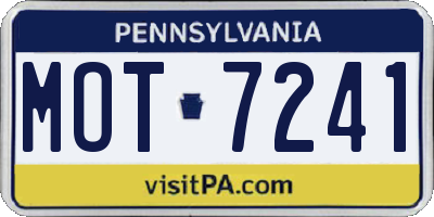 PA license plate MOT7241