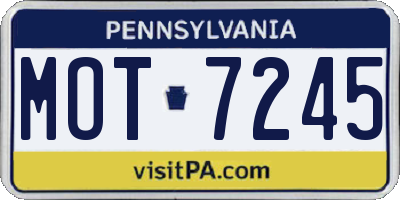 PA license plate MOT7245