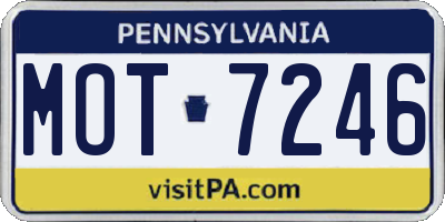PA license plate MOT7246