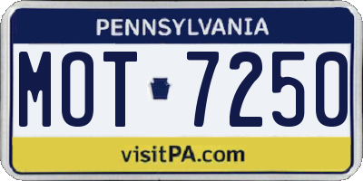 PA license plate MOT7250