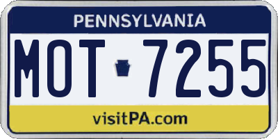 PA license plate MOT7255