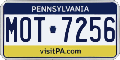 PA license plate MOT7256