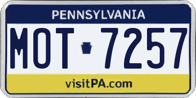 PA license plate MOT7257