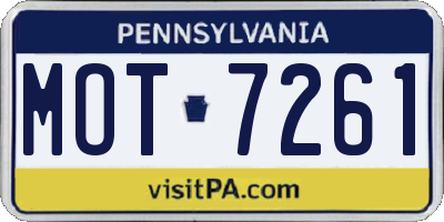 PA license plate MOT7261