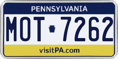 PA license plate MOT7262