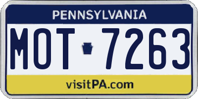 PA license plate MOT7263