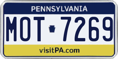 PA license plate MOT7269