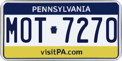 PA license plate MOT7270