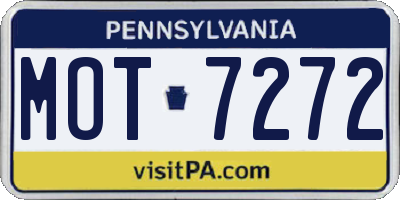 PA license plate MOT7272