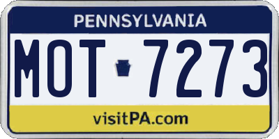 PA license plate MOT7273