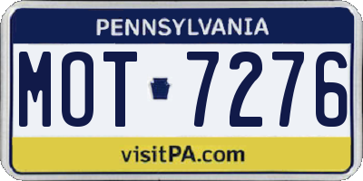 PA license plate MOT7276
