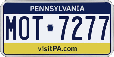 PA license plate MOT7277