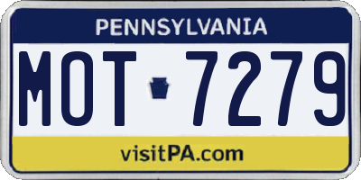 PA license plate MOT7279