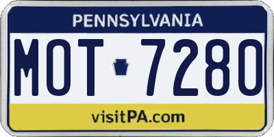 PA license plate MOT7280