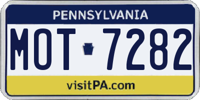 PA license plate MOT7282