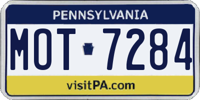PA license plate MOT7284