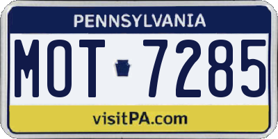 PA license plate MOT7285